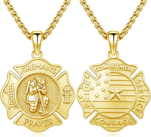 Vista 41 de Collar de amuleto de medalla de San Patrono de plata/oro de 14 39A-St Peregrino-Plata