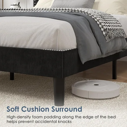Vista 71 de VECELO Base de cama de plataforma de tamaño individual con cabecera tapizada de altura ajustable, base de colchón moderna, soporte de listones