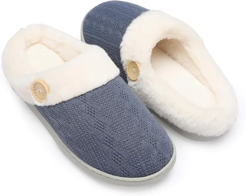 Vista 12 de Chantomoo Pantuflas para Mujer Cálidas y Cómodas con Espuma Viscoelástica Pantuflas de Casa Zapatos de Punto con Forro de Piel Sintética Suela