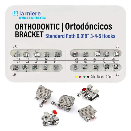 Vista 10 de 20 piezas modelo de dientes con brackets, soportes Typodont, ranuras 0.018 3-4-5 con ganchos 20 piezas/paquete, (MBT, Mini) 1PK