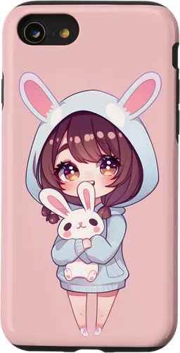 Vista 18 de Anime Girl With Bunny Kawaii Easter Japanese Otaku Girl Case for iPhone 16