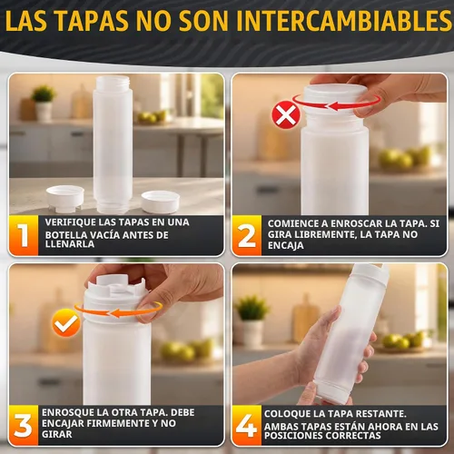 Vista 2 de BURIUS Juego de 6 botellas exprimibles de condimentos invertidos de 16