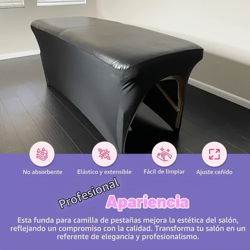 Vista 2 de Funda de cama de pestañas, cubierta impermeable de cuero artificial para mesa de masaje, protector de cera ajustable para cama de esteticista
