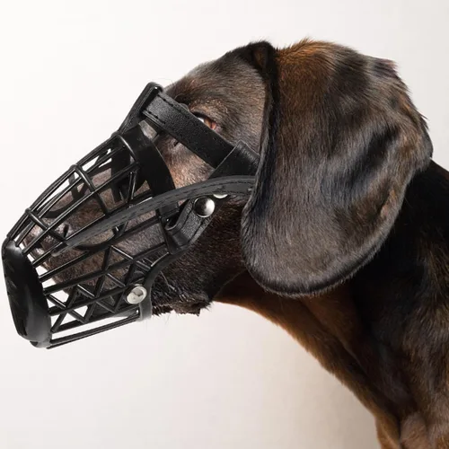 Vista 6 de Bozal para perro con correa ajustable de poliuretano transpirable, para perros pequeños, medianos y grandes, máscara de seguridad cómoda para ladrar