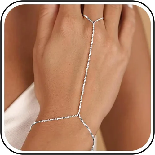 Vista 14 de Long tiantian Pulsera de cadena de mano, pulseras de oro para mujer, pulseras de cadena de eslabones de moda, anillo de dedo, pulsera de esclavos