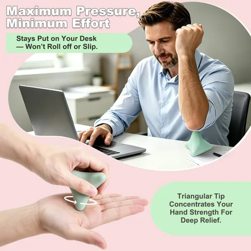 Vista 4 de Manual Trigger Point Massager Ball–Deep Tissue Massage Tool Verde menta