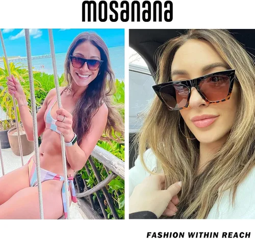 Vista 3 de mosanana Gafas de sol cuadradas con diseño de ojo de gato para mujer, modelo de estilo moderno-SHINE