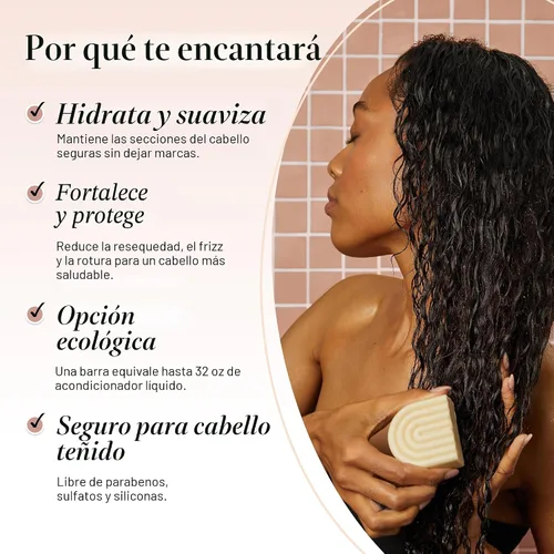 Vista 3 de Barra de acondicionador de hidratación profunda de aceite de coco Kitsch - Acondicionador ecológico sin botella. Nutre y restaura el cabello seco