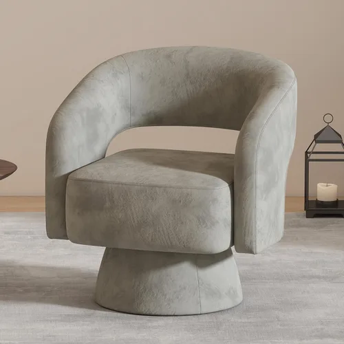 Vista 11 de Bonzy Home Silla Giratoria de Barril, Sillón de Acento de Terciopelo Silla Club Giratoria de 360 Grados para Sala de Estar Dormitorio Sala de Beige
