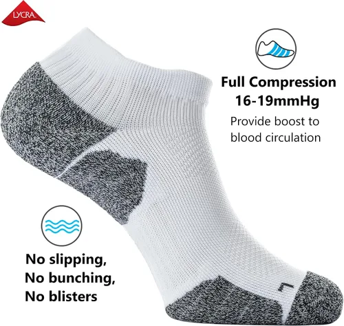 Vista 9 de CWVLC - Calcetines deportivos, hasta el tobillo, de compresión, acolchados, unisex, paquete variado