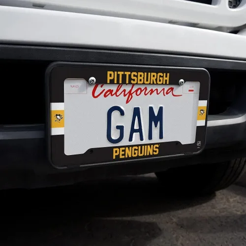 Vista 2 de GRAPHICS & MORE Marco de placa de matrícula con logotipo de Pittsburgh Penguins