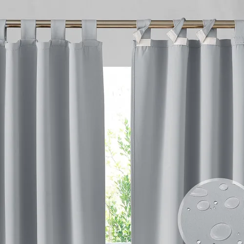 Vista 31 de RYB HOME Cortinas para Exteriores para Patio - 2 Paneles Cortinas para Exteriores Desmontables con Parte Superior Adhesiva Impermeables Opacas