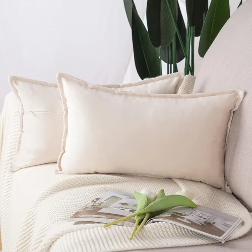 Vista 17 de MADIZZ Juego de 2 fundas de almohada decorativas de terciopelo súper suave con borlas, estilo de lujo, funda de almohada para sofá y dormitorio