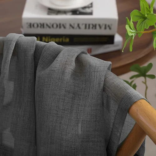 Vista 5 de Cozynight Cortinas de Niveles Transparentes Gris Oscuro de 24 Pulgadas de Largo, Tratamiento de Cortinas para Ventanas Pequeñas