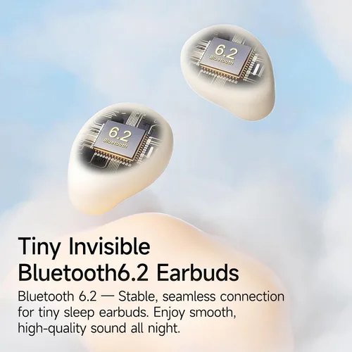 Vista 7 de Auriculares para dormir de lado, Bluetooth inalámbrico invisible Beige