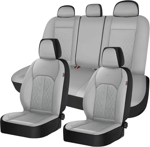 Vista 30 de Coverado Fundas universales de cuero para asientos delanteros, paquete de 2 fundas de asiento para SUV, camioneta, sedán, interior de vehículos