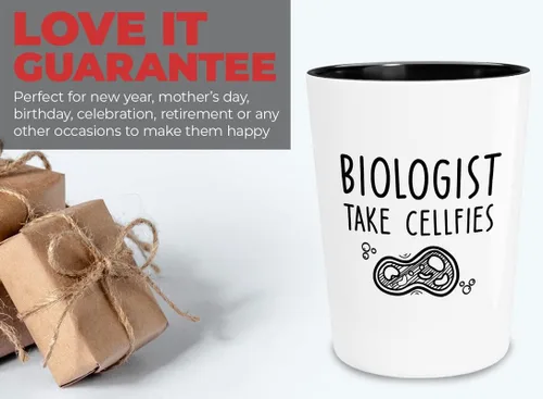 Vista 3 de Biologist Shot Glass 1.5oz - Los biólogos toman Cellfies - Científico Naturalista Zoólogo Ecologista Genetista Organismo Células Botánico