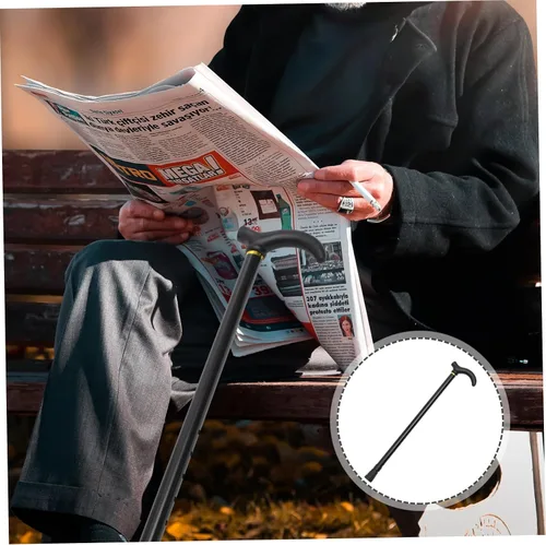 Vista 6 de Bastón de aleación de aluminio de altura ajustable para personas mayores, ligero, diseño de mango ergonómico para hombres y mujeres, color negro