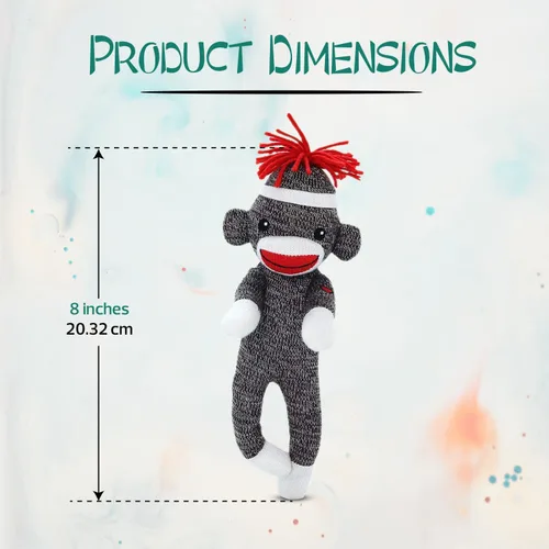 Vista 5 de Adorable mono calcetín de 8 pulgadas, el original juguete de peluche tradicional tejido a mano, regalo para niños, bebés, adolescentes, niñas