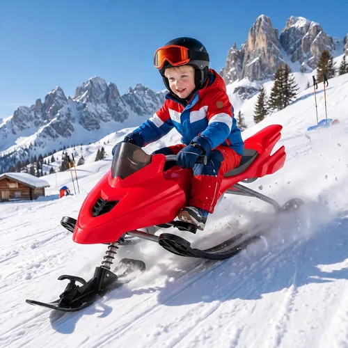 Vista 11 de GYMAX Trineo Snow Racer, trineo con manijas de dirección, frenos Azul