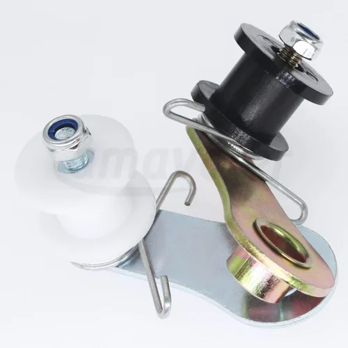 Vista 5 de Tensor de rodillos de cadena resistente con resorte y rodillos compatible con motocicletas Dirt Pit Mini Bike de 110 cc, 125 cc, 140 cc, 4 ruedas