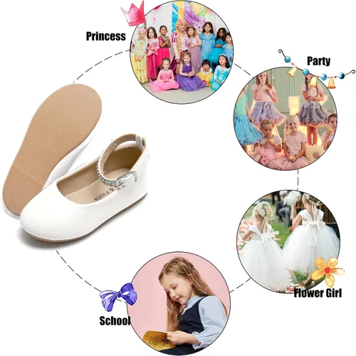 Vista 5 de Felix Flora Zapatos de vestir para niña con flores zapatos planos para niña para fiesta escuela boda
