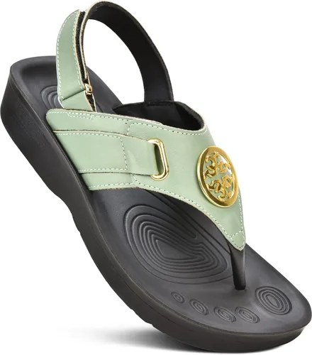 Vista 9 de AEROTHOTIC Chanclas con soporte de arco para mujer, cómodas y elegantes correas con plantilla antideslizante, sandalias elegantes de moda