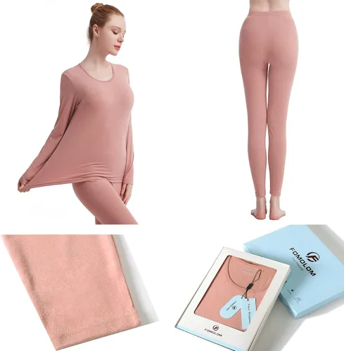 Vista 8 de Ropa interior térmica para mujer color liso ultra suave larga y térmica capa base para mujer