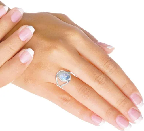 Vista 2 de JEWELOPORIUM - Anillo de plata de ley 925 hecho a mano para mujer, 10 x 14 pulgadas con piedras preciosas ovaladas, joyería para regalo (99021_R)