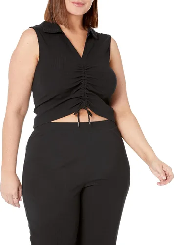 Vista 4 de The Drop Top corto con cuello fruncido y fruncido para mujer