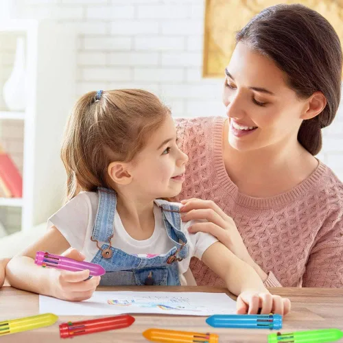 Vista 6 de Kaptin Paquete de 36 mini bolígrafos de plástico neón, bolígrafos retráctiles, bolígrafos multicolores, suministros escolares de oficina para niños