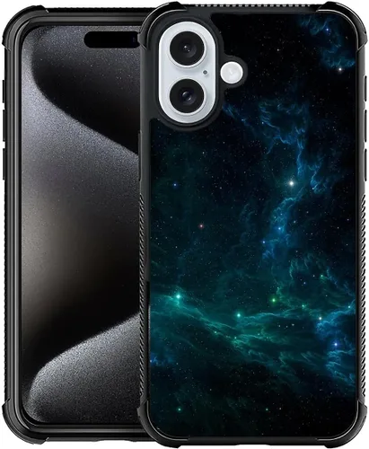 Vista 137 de CARLOCA Funda compatible con iPhone 15, increíble patrón de luz espacial nebulosa para niñas y niños, ultra protección, a prueba de golpes