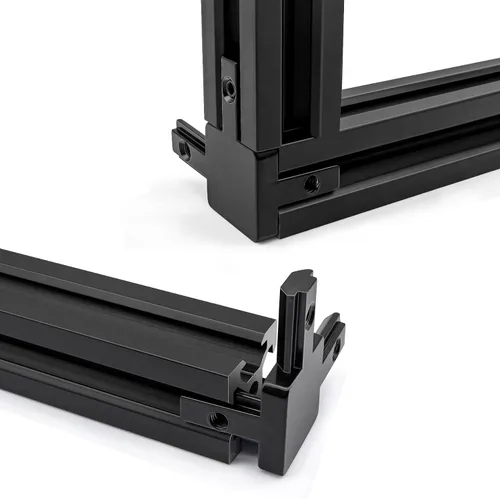 Vista 4 de 12 conectores de soporte de esquina de extremo de 3 vías negro serie 2020 con tornillos + 1 llave para ranura de 0.236 in, accesorios de riel