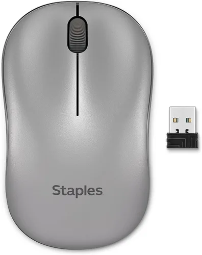 Vista 8 de Staples TECH Ratón óptico ambidiestro inalámbrico, precisión de 1600 DPI, 2 botones con rueda de desplazamiento, USB Plug-and-Play, rango de 32.8