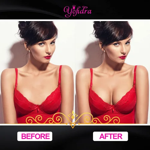 Vista 3 de Yofidra Silicone Bra Inserts and Breast Enhancers, Add 2 Cups, Breathable, Reusable,1 Pair (Soild, L)