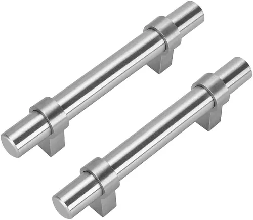 Vista 6 de Homdiy - Manijas de níquel cepillado HDT16SN para alacena de cocina, manijas y pomos para cajón, manijas cuadradas para alacena y cajones