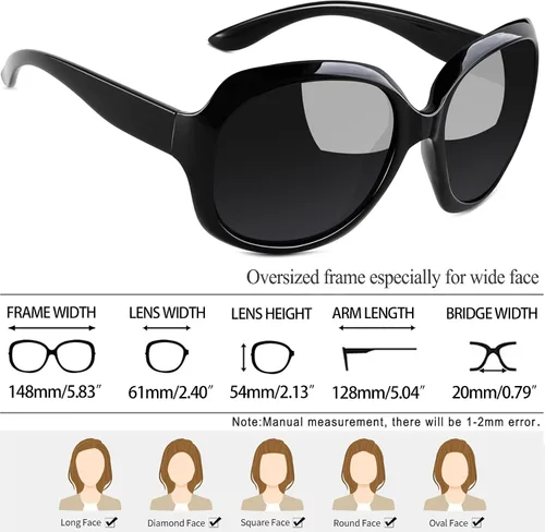 Vista 95 de Joopin Lentes de sol de gran tamaño para mujer, polarizados, grandes, para conducción, protección UV, grandes sombras