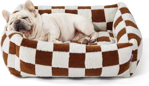 Vista 14 de LE SURE Bonita cama para perros y gatos pequeños, camas lavables para cachorros, acogedor sofá ortopédico rectangular para mascotas con felpa