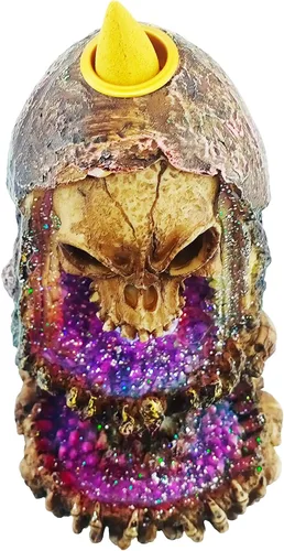 Vista 8 de Fantasy Gifts Quemador de incienso Geode Skull Back Flow w/LED - 6.5