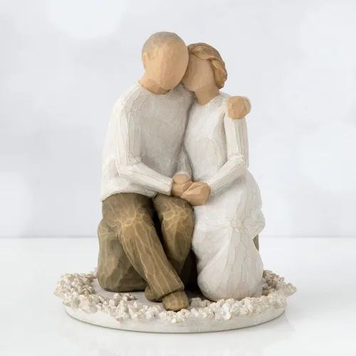 Vista 2 de Willow Tree Anniversary - Decoración para tartas esculpida pintada a mano Cast from a Susan Lordi Original Carving, Carved Flower Base, Lead-Free
