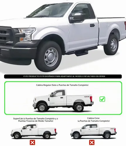 Vista 2 de APS Estribos Escalones de Bolsillo de Acero Inoxidable Plataformas Laterales Barras Laterales Compatibles con Ford F150 2015-2026 Regular Cab