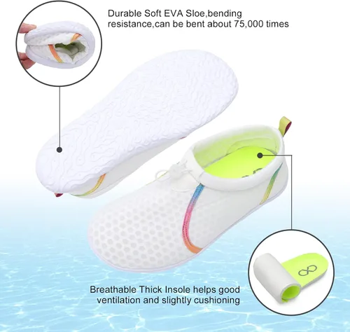Vista 6 de XIHALOOK Zapatos de agua para mujeres y hombres de secado rápido con cordón para playa, natación, piscina, surf, deportes acuáticos