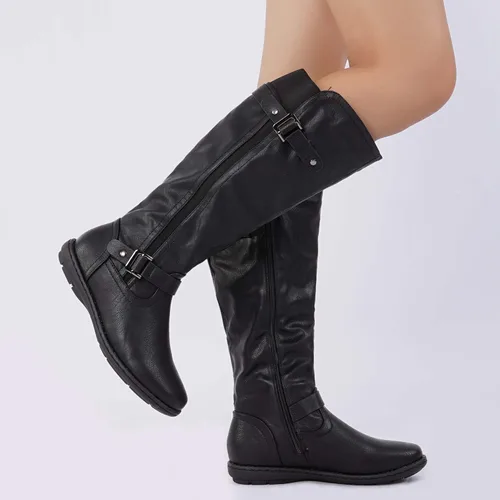 Vista 6 de DREAM PAIRS - Botas de invierno altas hasta la rodilla con forro de piel sintética para mujer