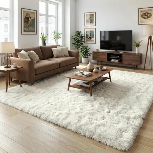 Vista 12 de Alfombra suave y esponjosa para dormitorio, alfombra de felpa lanuda de 7 x 10, alfombra antideslizante y mullida para sala de estar, habitación