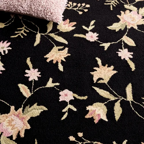 Vista 6 de SAFAVIEH Chelsea Collection - Alfombra decorativa de 1 pies 8 pulgadas x 2 pies 6 pulgadas, color negro, lana de campo francesa enganchada a mano