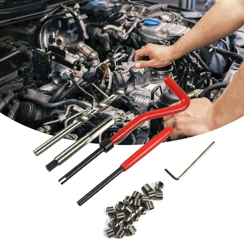 Vista 7 de Kit de reparación de rosca, 15 piezas M-10 x 1.0 Kit de reparación de roscas compatibles con helicoidales de 0.394 in roscas dañadas