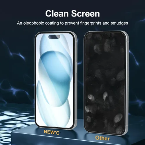 Vista 47 de NEW'C Paquete de 3 protectores de pantalla de privacidad para iPhone Air/iPhone 17 Air (6.5 pulgadas), película de vidrio templado antiespía