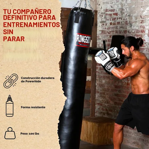 Vista 3 de Ringside Saco pesado de 100 libras para Muay Thai, bolsa de boxeo robusta Powerhide para entrenamiento y ejercicio de boxeo, MMA, Muay Thai