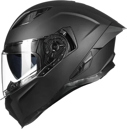 Vista 9 de Casco de motocicleta Auboa de cara completa para adultos, hombres y mujeres, con doble visera, Street Bike Racing, DOT, modelo MF565