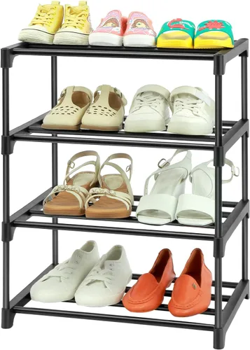Vista 9 de HITHIM Zapateros pequeños de 3 niveles, zapatero estrecho para 5-6 pares de almacenamiento de zapatos, zapateros para niños para lugares pequeños